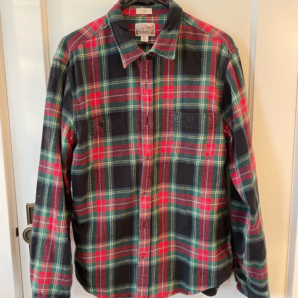 Men's Plaid Shirt - Black, Red, Green